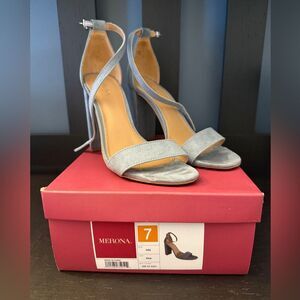 Merona Lulu Blue Block Heel Ankle Strap Sandal Pumps Women’s Size 7